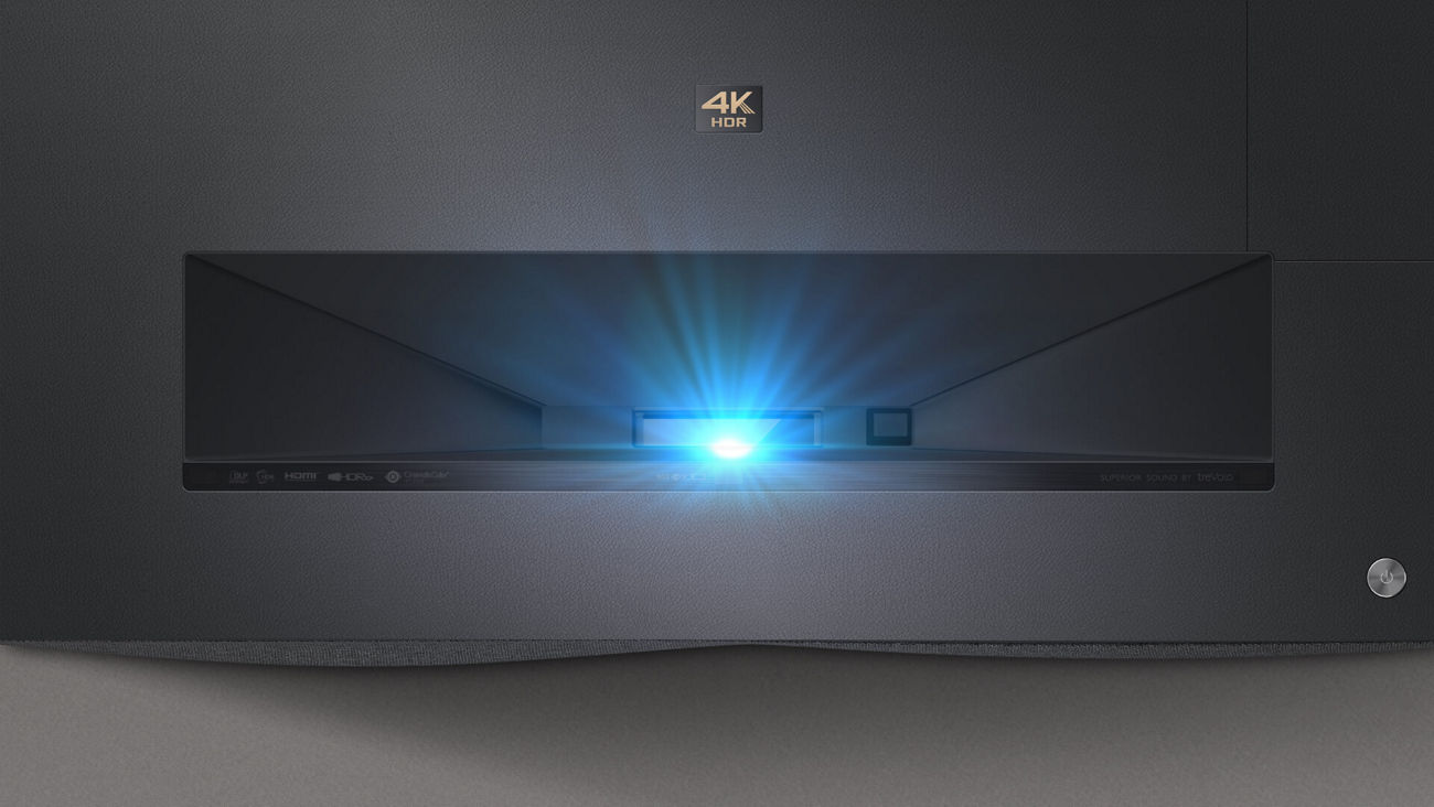 Side-by-side comparison of 4K sports and cinematic movie visuals on BenQ V5000i