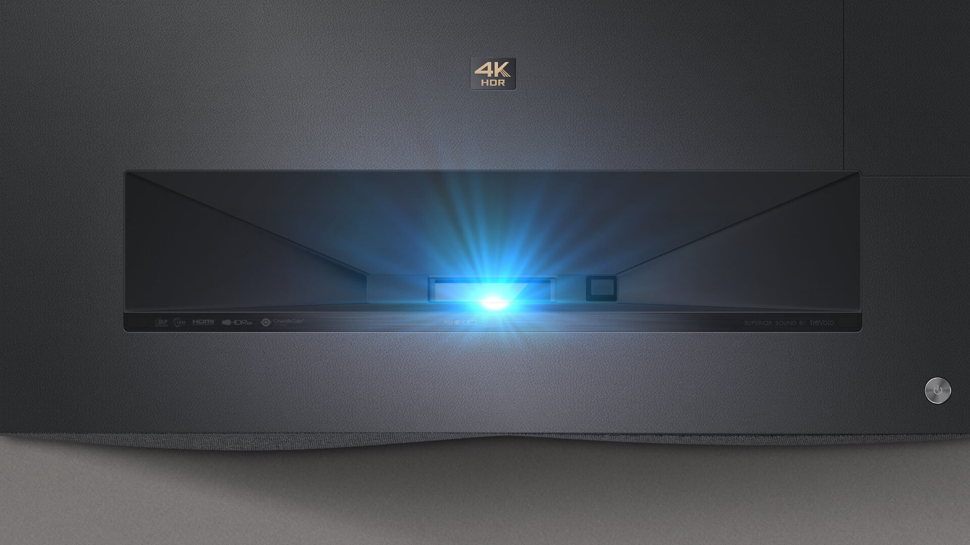 Projector that is on and projecting something.