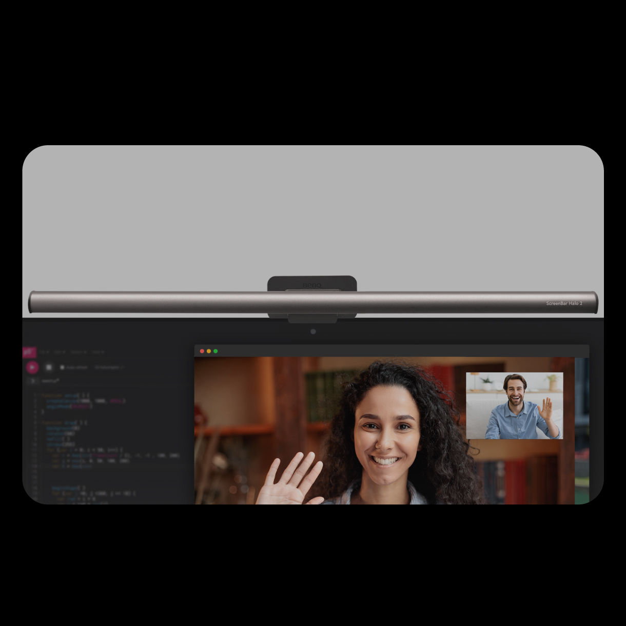 BenQ ScreenBar Halo 2 front edge is precisely designed to avoid blocking built-in camera lenses, keeping video calls clear and unobstructed on any monitor.