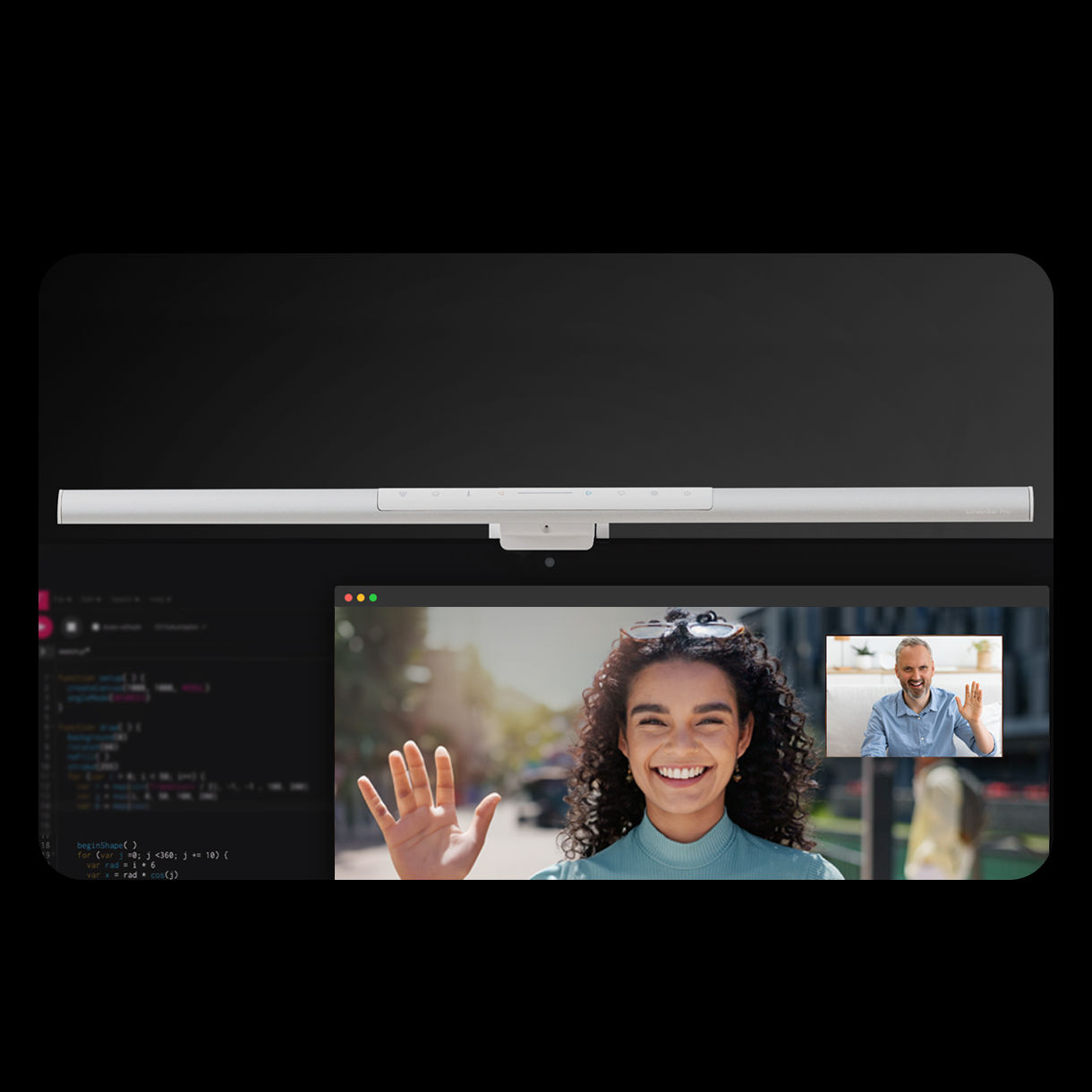 BenQ ScreenBar Pro is precisely contoured to avoid blocking built-in camera lenses, keeping video calls clear and unobstructed on thin, curved, or ultra-wide monitors.