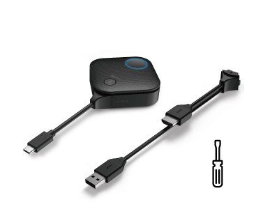Tlačítkový vysílač InstaShow® VS20 nabízí HDMI i USB-C připojení pro různá zařízení.