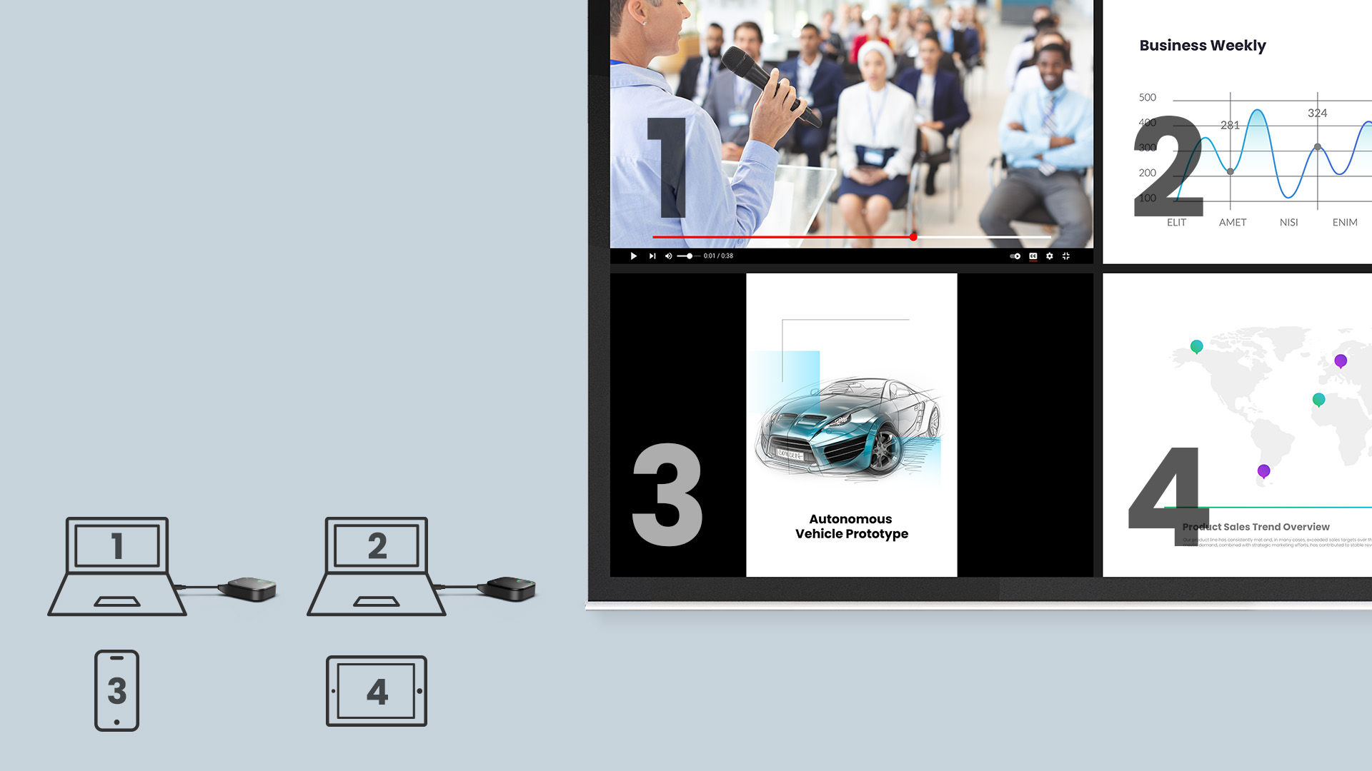 VS25 Featuring 4-Way Split Screen