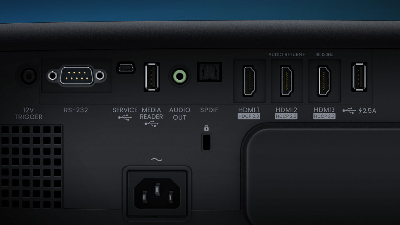 W4100i io port: Equipped with HDMI, USB, and more, W4100i connects effortlessly to gaming consoles, streaming devices, and home entertainment systems.