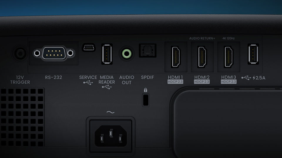W4100i io port: Equipped with HDMI, USB, and more, W4100i connects effortlessly to gaming consoles, streaming devices, and home entertainment systems.