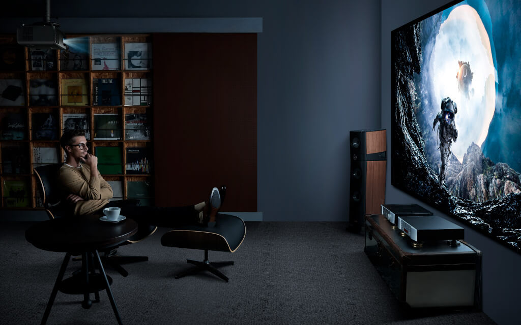 W5850 4K Laser Home Cinema Projector featuring 2600 Lumens and 100% DCI-P3 Color Gamut for professional-grade movie quality