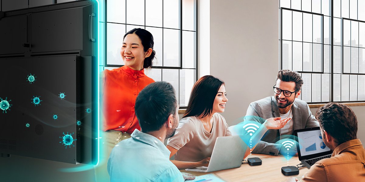 BenQ wireless presentation system Instashow provides easy and affordable ways to improve collaboration productivity and effectiveness without sacrificing employee safety.