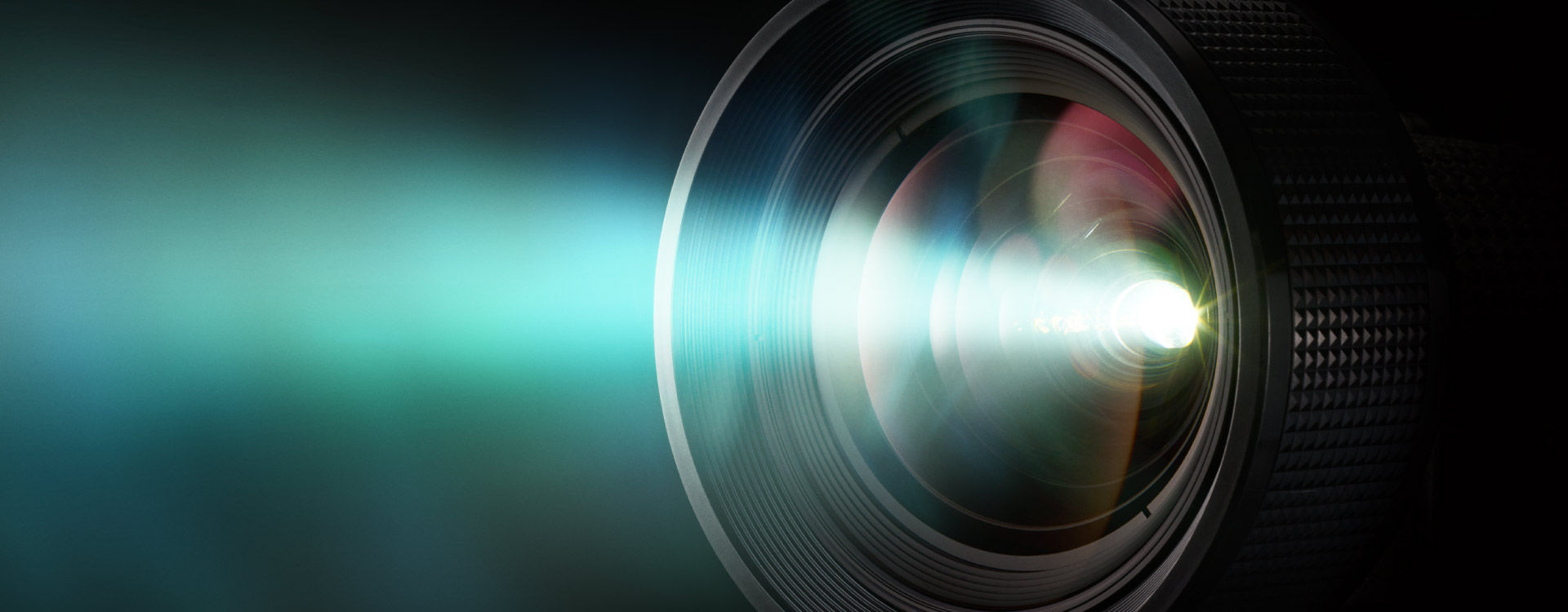 There is a strong beam of light projected from the projector lamp.