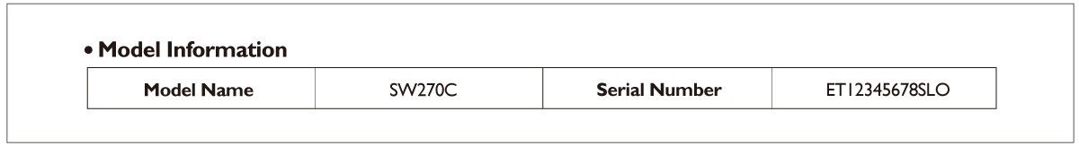 This is model information section in SW series calibration report.