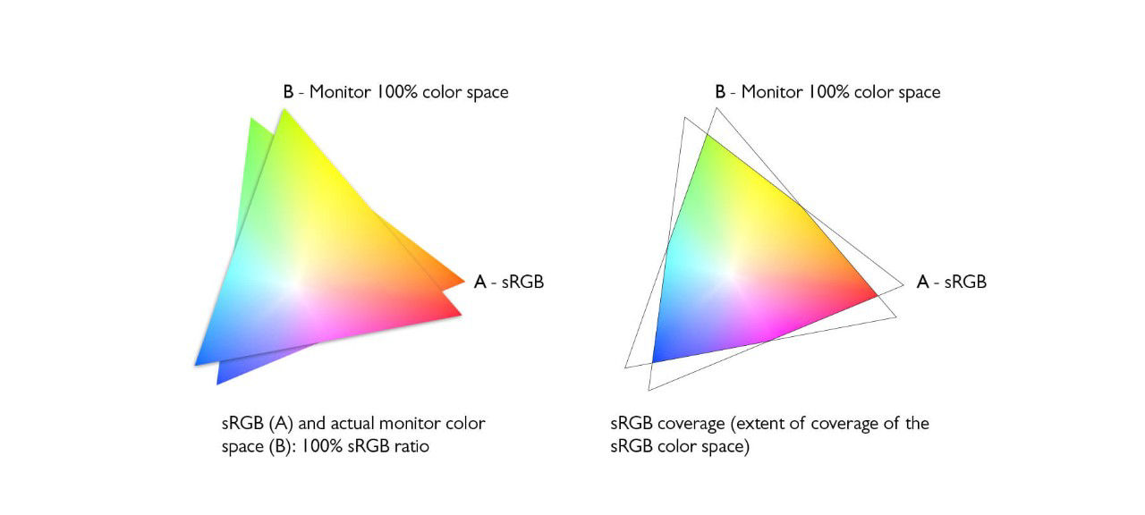 There are two color gamuts that have same area ratio.