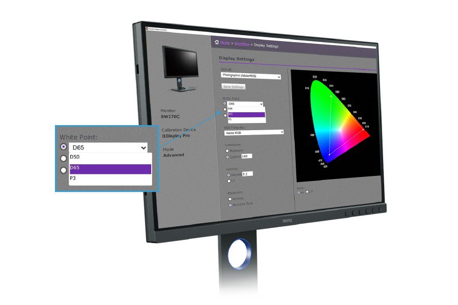 To adjust the monitor for own specific needs, it is needed to select preferred color temperature with BenQ Palette Master Element Software.