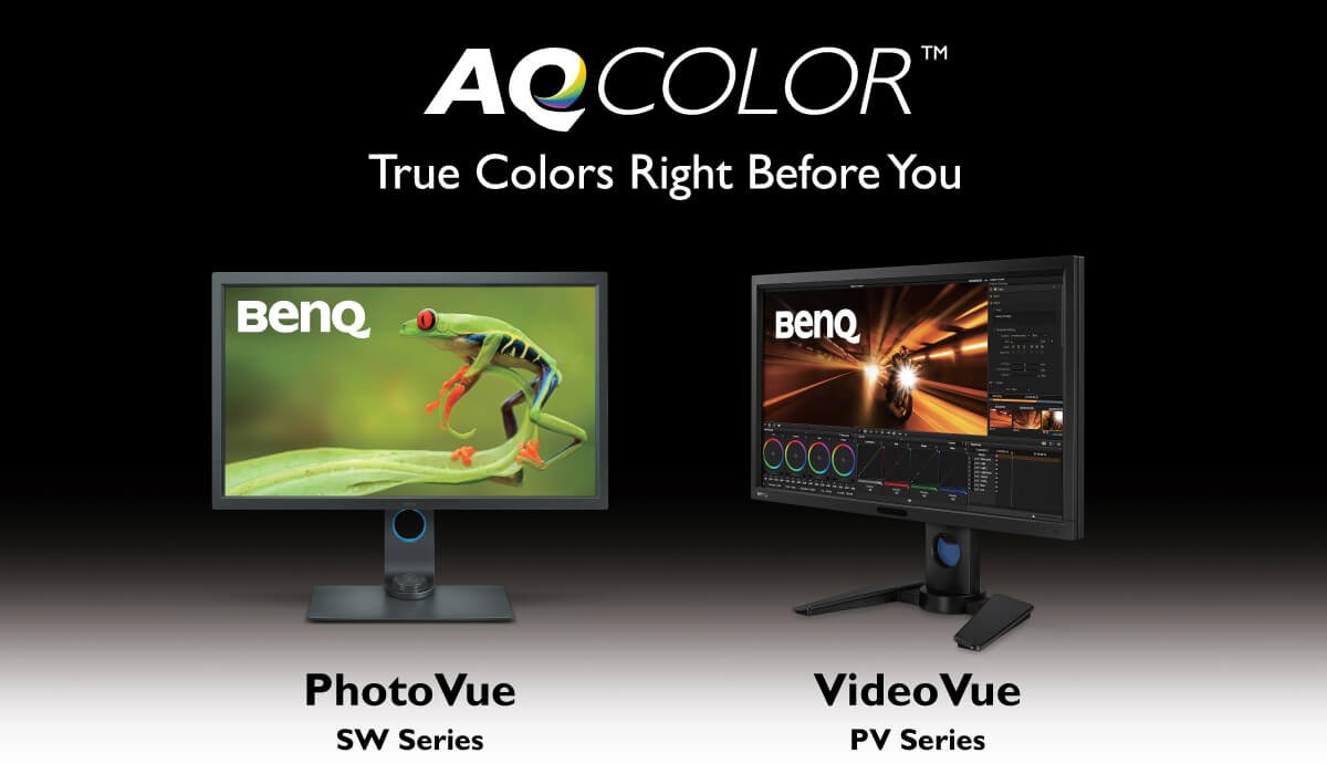 BenQ provides factory-calibrated color performance via AQCOLOR Technology in PD, SW, PV monitors.