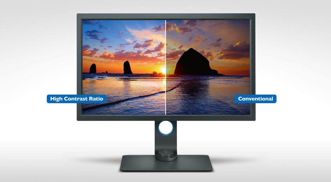Generally, a monitor with a high native ratio also has a high dynamic contrast ratio, which delivers ideal reproduction for browsing, editing, or watching videos.