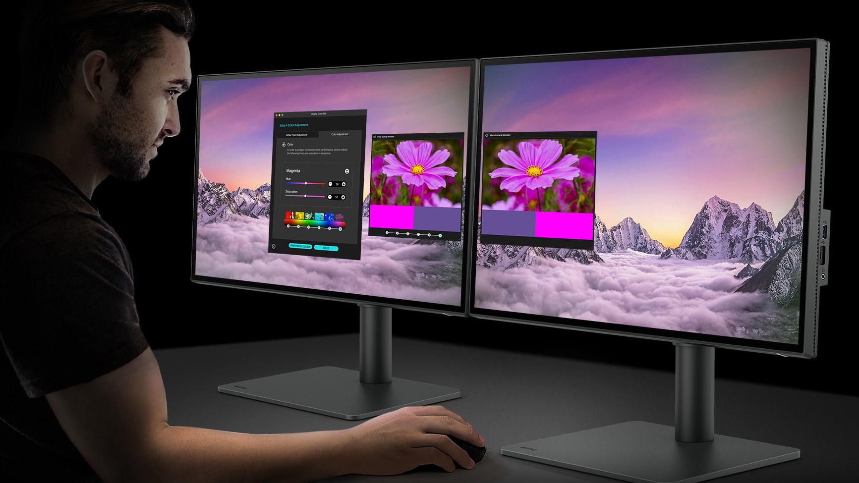 Se softwarem Display ColorTalk Pomocí softwaru Display ColorTalk můžete v několika jednoduchých krocích duplikovat barvy z hlavního monitoru a použít je na druhém monitoru.