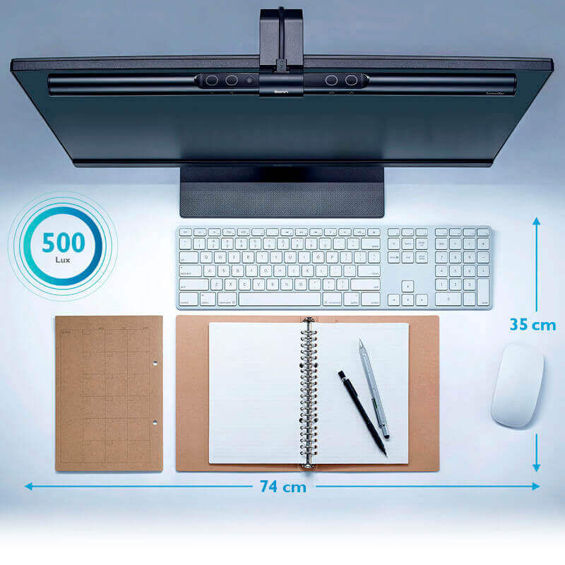 Die Beleuchtung mit der BenQ ScreenBar ist die beste, minimalistische Lösung für den Schreibtisch
