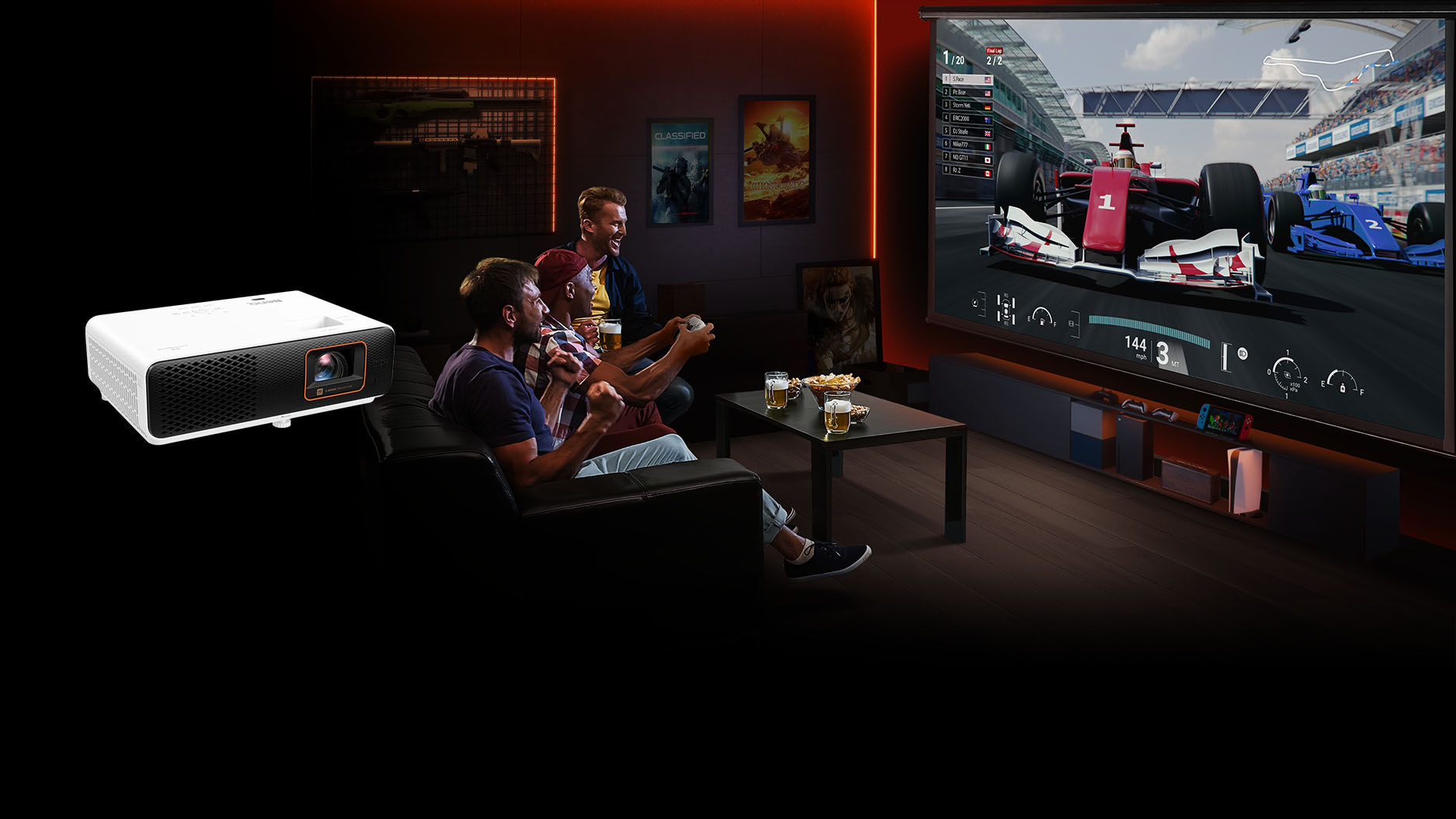 BenQ X500i console gaming projector immerse you in meticulously enhanced contrast and true-to-life colors within expansive game worlds