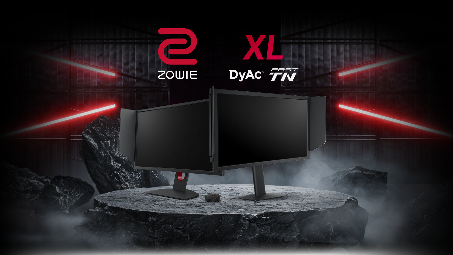 ZOWIE best gaming esports monitors for FPS displayed on a rock