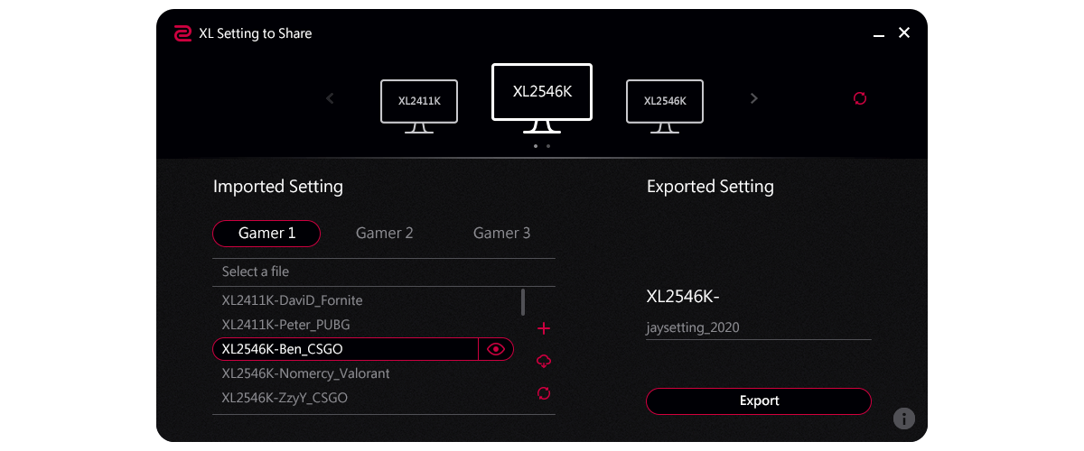 ZOWIE XL setting to share